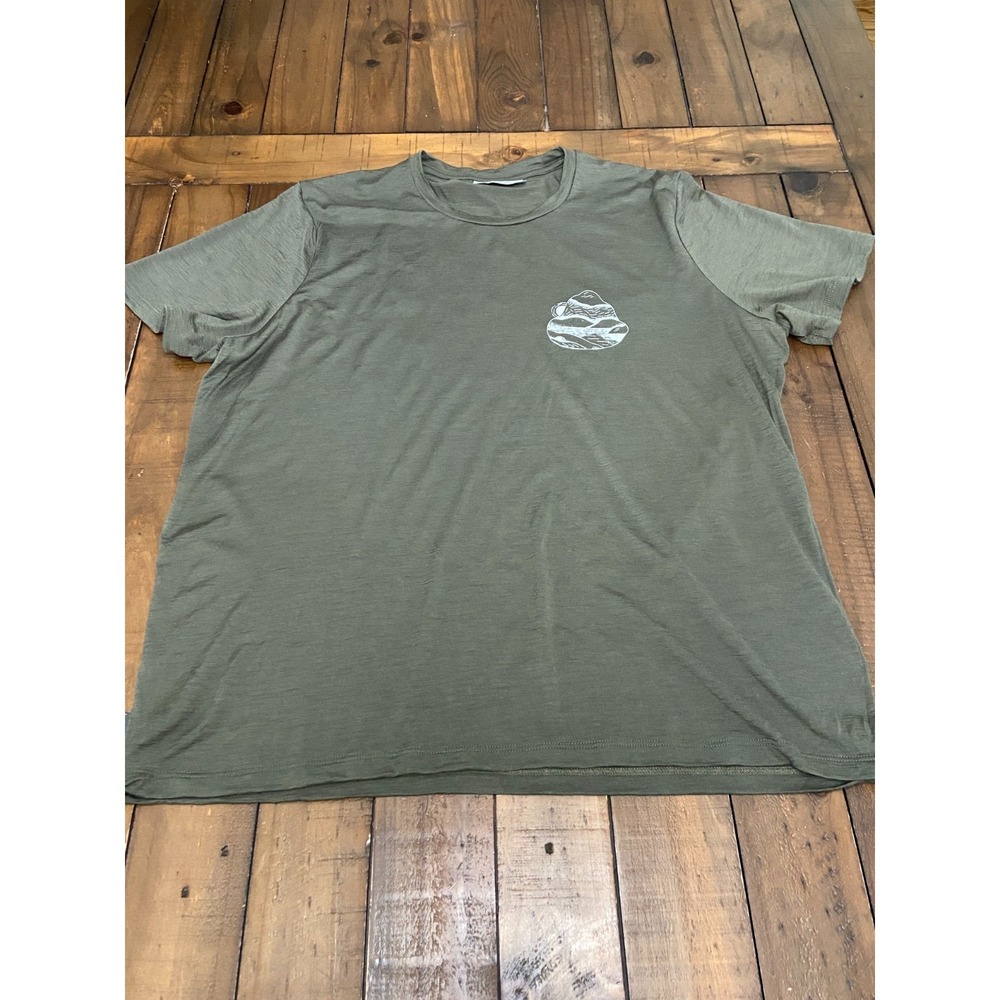 Icebreaker Tech Lite II SS Tee Sunrise Ridge Mens XL Green 100% Merino Wool